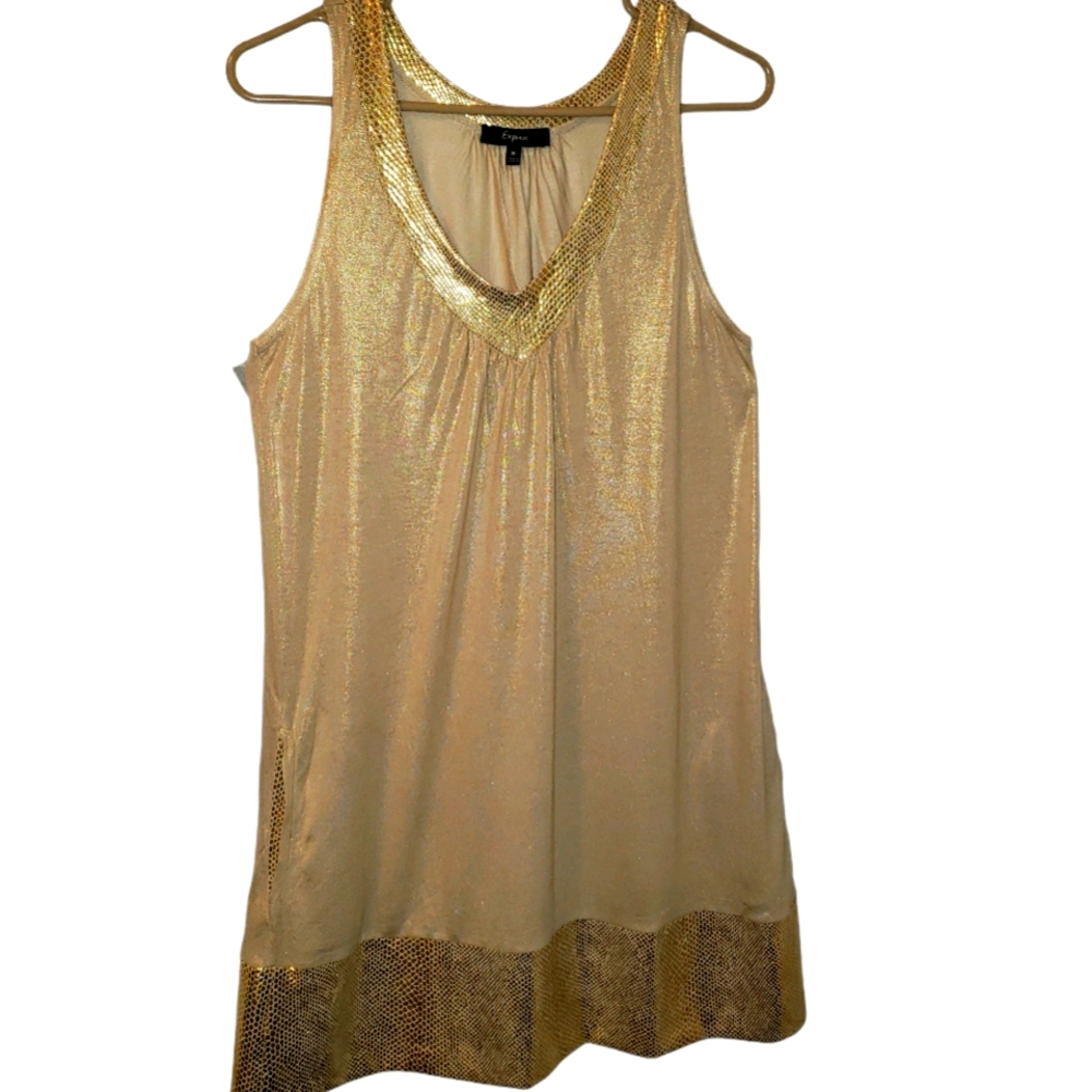 Express ladies medium beautiful metallic gold evening dress.
